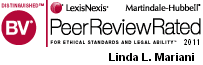 Distinguished BV | LexisNexis | Martindale-Hubbell | Peer Review Rated | For Ethical Standards And Legal Ability | Linda L. Mariani | 2011